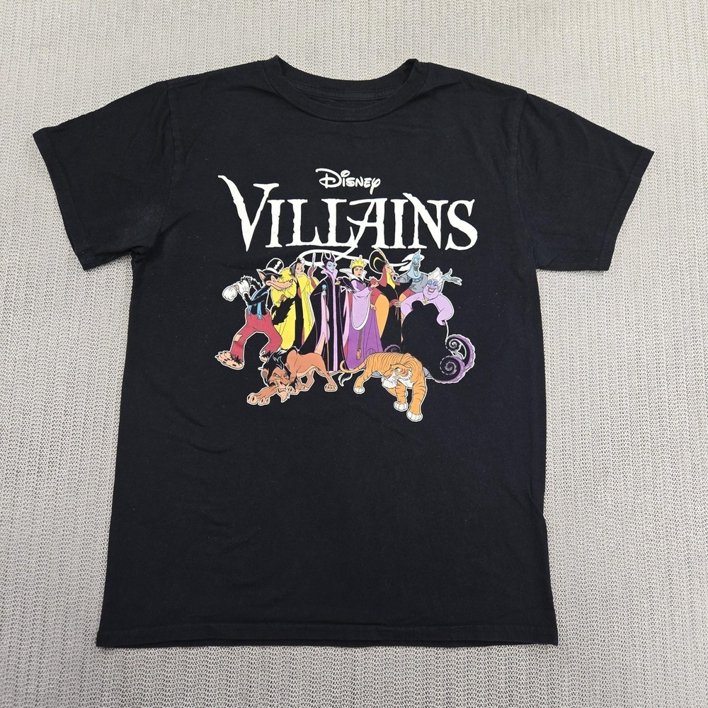 Disney Villains Shirt Youth Medium Black Graphic Tee Halloween Cartoon Movie